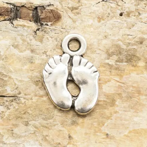 Berlock Barnfötter 14x10 mm, Antiksilver (10st) - Smidig beställning