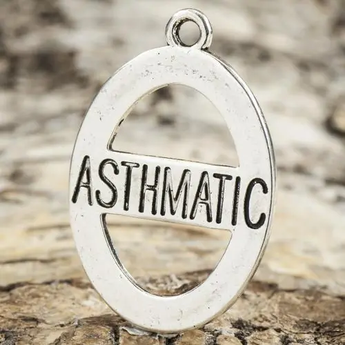 Berlock "ASTHMATIC" 33x23x1 mm, Antiksilver (st) - Kundernas favorit
