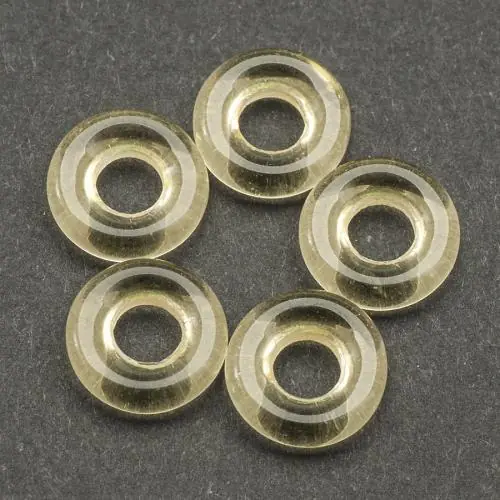 Glaspärla Ring 9x2,5 mm, Transparent gul (5st) - Enkel retur