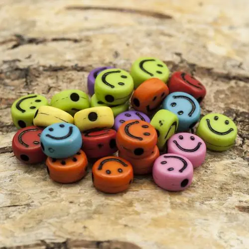 Populärt just nu | Akrylpärla Smiley 7 mm, Färgmix (25st)