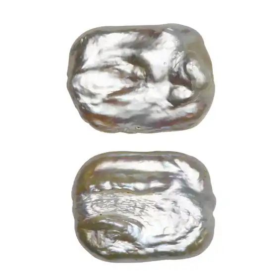 Trygg betalning | Sötvattenspärlor odlade, 2 st. ca 15×20 mm stora, 1 mm håldiameter