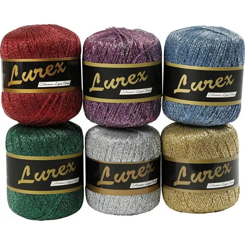 Precis inkommet | Lurex Garn - mixade färger - 6 x 25 g